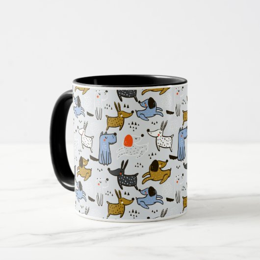 Cute Doodle Dog Patroon Mok (Voorkant links)