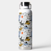 Cute Doodle Dog Patroon Waterfles (Achterkant)