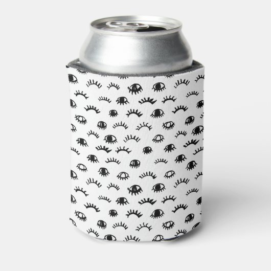 Cute Doodle Eyelash Patroon Blikjeskoeler (Blikje Achterkant)