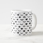 Cute Doodle Eyelash Patroon Extra Grote Beker (Voorkant rechts)