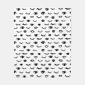 Cute Doodle Eyelash Patroon Fleece Deken (Voorkant)