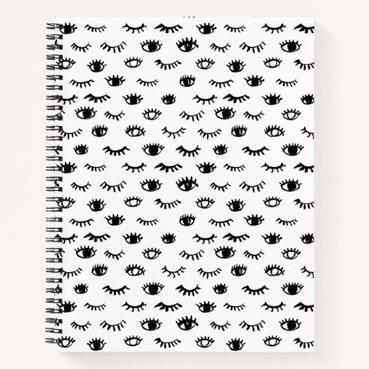 Cute Doodle Eyelash Patroon Notitieboek (Voorkant)
