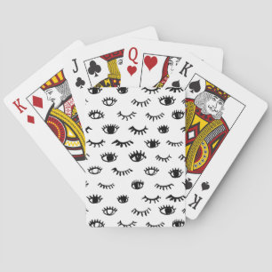Cute Doodle Eyelash Patroon Pokerkaarten