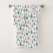 Cute Doodle Forest Pattern Bad Handdoek (Insitu)