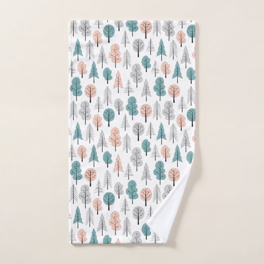 Cute Doodle Forest Pattern Bad Handdoek (Handdoek)