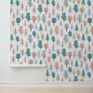 Cute Doodle Forest Pattern Behang