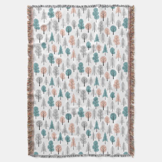 Cute Doodle Forest Pattern Deken (Voorkant Verticaal)