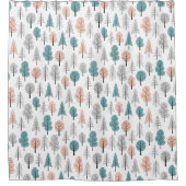 Cute Doodle Forest Pattern Douchegordijn (Voorkant)