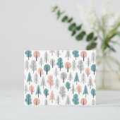 Cute Doodle Forest Pattern Feestdagenkaart (Staand voorkant)