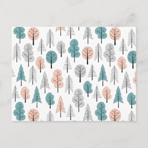 Cute Doodle Forest Pattern Feestdagenkaart