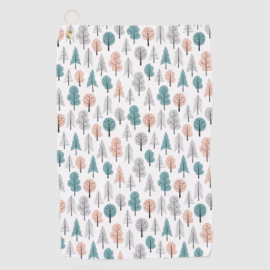 Cute Doodle Forest Pattern Golfhanddoek (Voorkant)