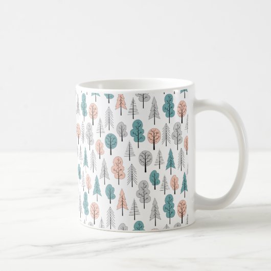 Cute Doodle Forest Pattern Koffiemok (Rechts)