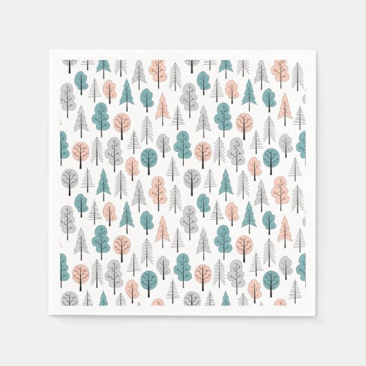 Cute Doodle Forest Pattern Servet (Voorkant)