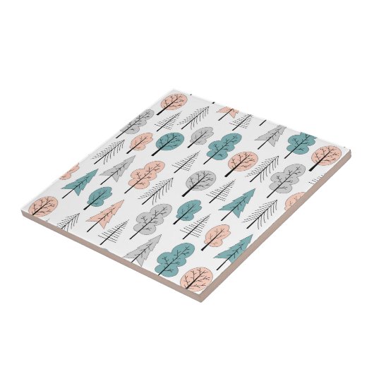 Cute Doodle Forest Pattern Tegeltje (Zijkant)