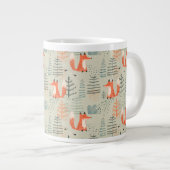 Cute Doodle Fox Forest Woodland Pattern Extra Grote Beker (Voorkant rechts)
