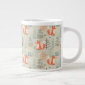 Cute Doodle Fox Forest Woodland Pattern Extra Grote Beker (Rechts)
