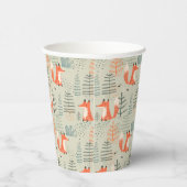 Cute Doodle Fox Forest Woodland Pattern Papieren Bekers (Rechts)