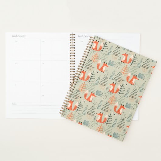 Cute Doodle Fox Forest Woodland Pattern Planner (Display)