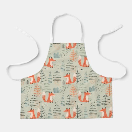 Cute Doodle Fox Forest Woodland Pattern Schort (Voorkant)