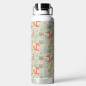 Cute Doodle Fox Forest Woodland Pattern Waterfles (Achterkant)