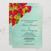 Cute Doodle Hearts and Flowers Wedding Kaart (Voorkant / Achterkant)