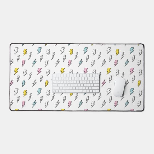 Cute Doodle Lightning Bolt Pattern Bureaumat (Keyboard & Muis)