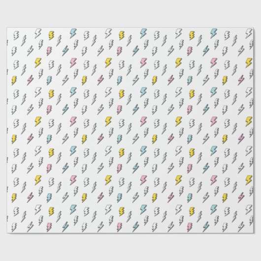 Cute Doodle Lightning Bolt Pattern Cadeaupapier (Vlak)