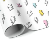 Cute Doodle Lightning Bolt Pattern Cadeaupapier (Rol Hoek)