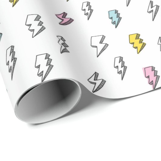 Cute Doodle Lightning Bolt Pattern Cadeaupapier (Rol Hoek)