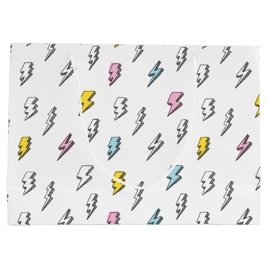 Cute Doodle Lightning Bolt Pattern Groot Cadeauzakje (Achterkant)