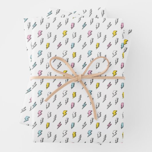 Cute Doodle Lightning Bolt Pattern Inpakpapier Vel (In situ)
