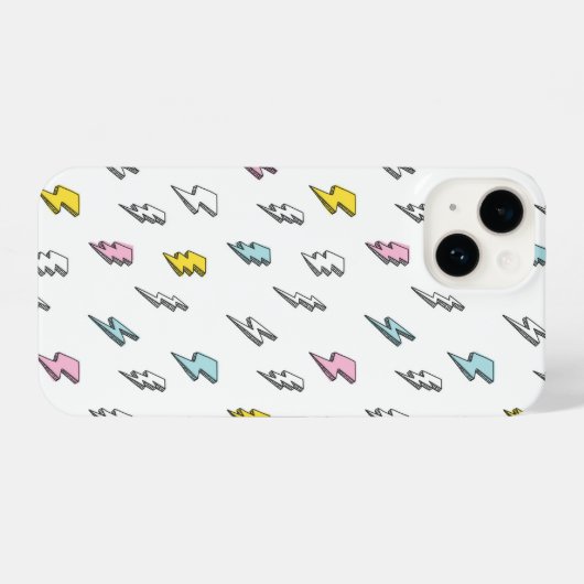 Cute Doodle Lightning Bolt Pattern iPhone Hoesje (Achterkant horizontaal)