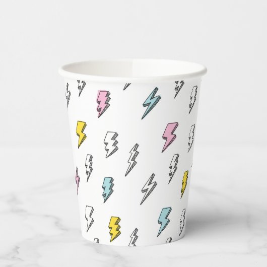 Cute Doodle Lightning Bolt Pattern Papieren Bekers (Links)