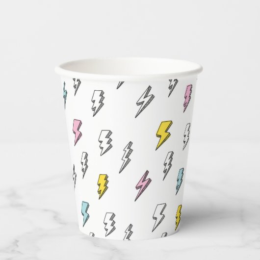Cute Doodle Lightning Bolt Pattern Papieren Bekers (Voorkant)