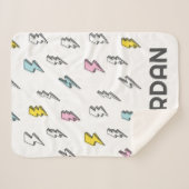 Cute Doodle Lightning Bolt Pattern Sherpa Deken (Voorkant (horizontaal))