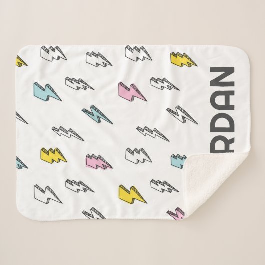 Cute Doodle Lightning Bolt Pattern Sherpa Deken (Voorkant (horizontaal))