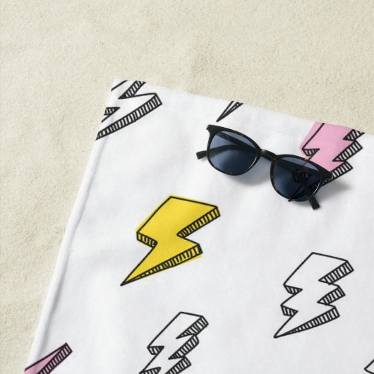 Cute Doodle Lightning Bolt Pattern Strandlaken (In situ)