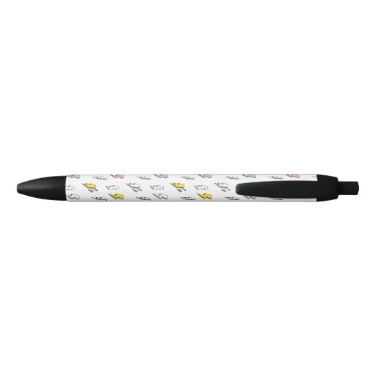 Cute Doodle Lightning Bolt Pattern Zwarte Inkt Pen (Achterkant)