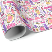 Cute Doodle Manicure Patroon Cadeaupapier (Rol Hoek)