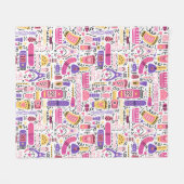Cute Doodle Manicure Patroon Fleece Deken (Voorkant (Horizontaal))