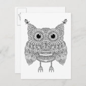 Cute Doodle Owl Briefkaart (Voorkant / Achterkant)