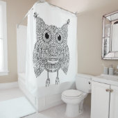 Cute Doodle Owl Douchegordijn (In situ)