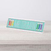 Cute Doodle Pencils Leernaam Bord Bureau Naambordje (Voorkant)