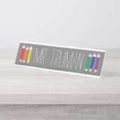 Cute Doodle Pencils Leernaam Bord Bureau Naambordje (Voorkant)