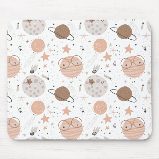 Cute Doodle Planet Pattern Muismat (Voorkant)