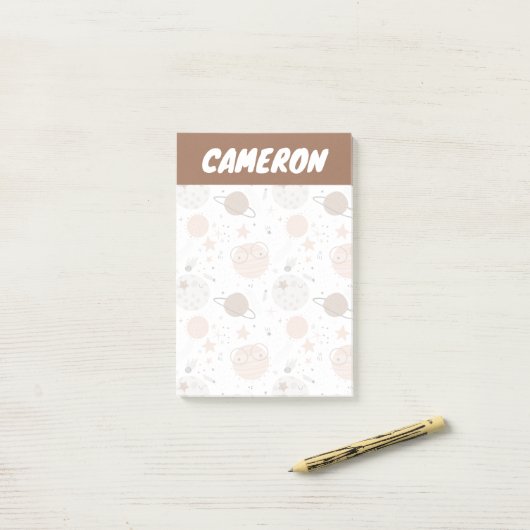 Cute Doodle Planet Pattern Post-it® Notes (Op bureau)