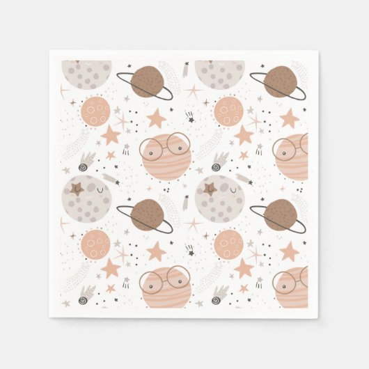 Cute Doodle Planet Pattern Servet (Voorkant)