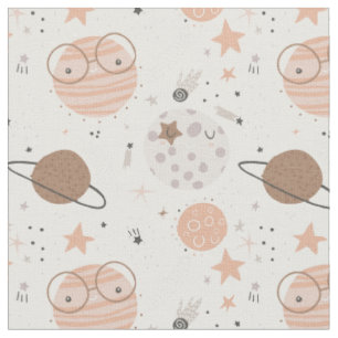 Cute Doodle Planet Pattern Stof