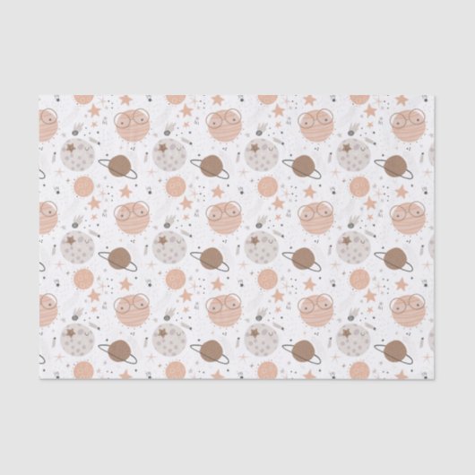 Cute Doodle Planet Pattern Tissuepapier (Voorkant)