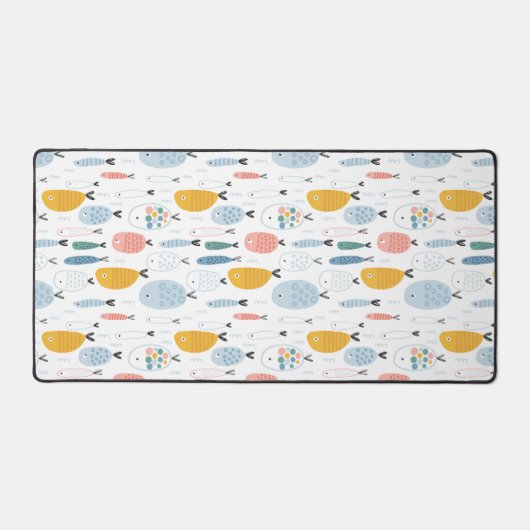 Cute Doodle School of Fish Pattern Bureaumat (Voorkant)
